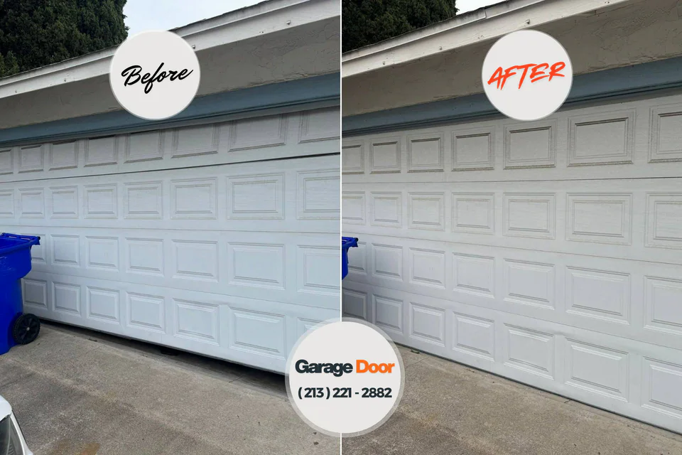 Before and after: garage door repair Maysville, OK